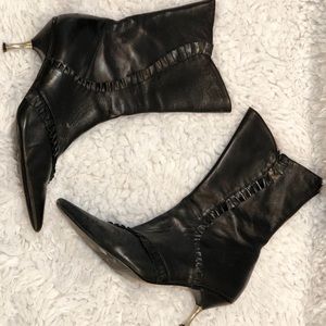 Ruffle Leather Bootie